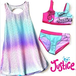 Girls Justice 2-Piece Swimsuit Bikini & Cover Up Dress Set | Beach Pool Outfit